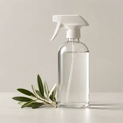 Spray bottle with an olive branch